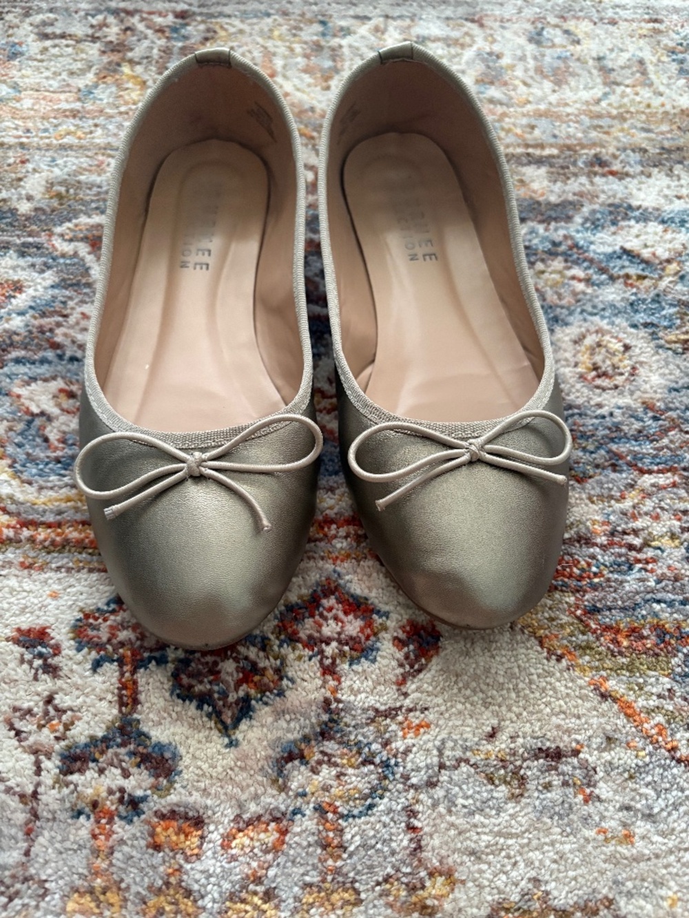 Journee Collection Metallic Taupe Ballet Flats Bow Women's 7.5